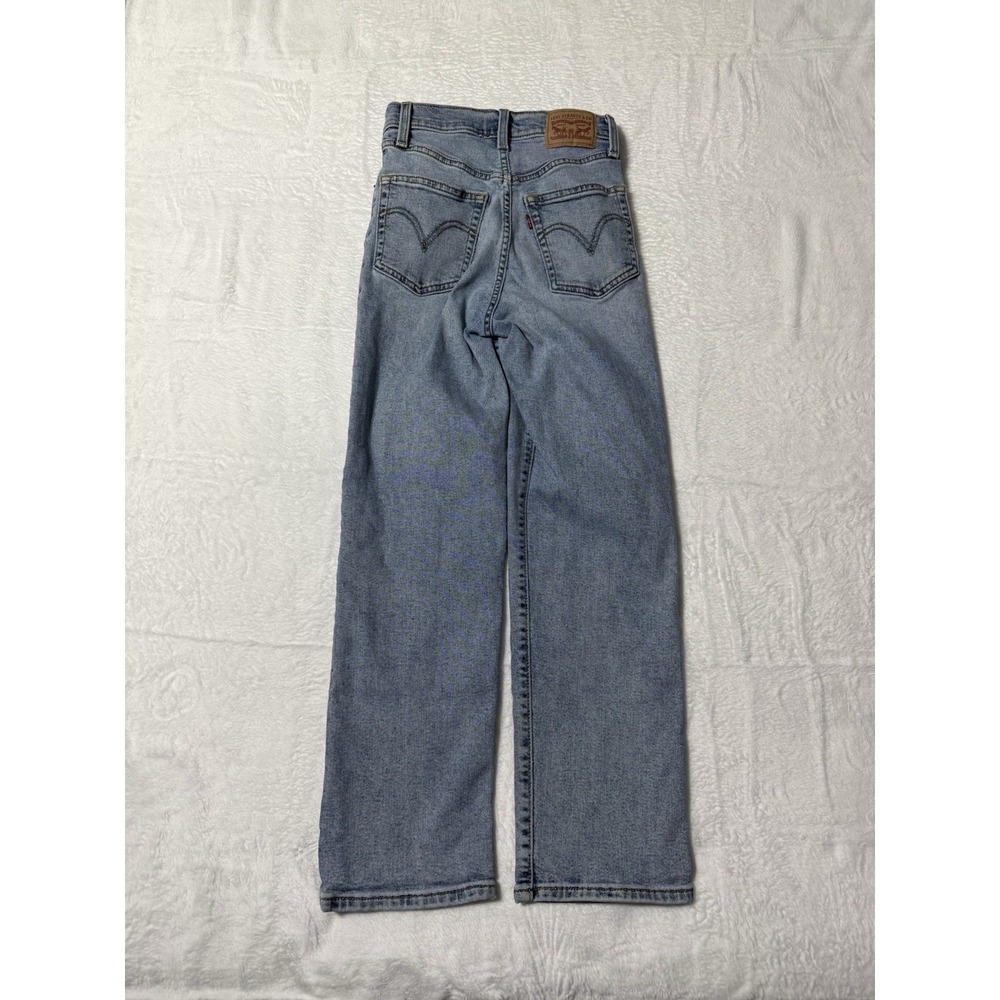 Levis Jeans Womens 23 Blue Ribcage Straight Button Fly Medium Wash Denim 23x26‎ - Picture 7 of 9